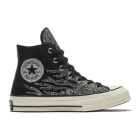 Chuck 70 High “Archival Glitter Flame – Black Egret”