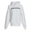 Classic Logo Athleisure Casual Sports Fleece Lined Hoodie White