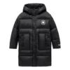 Logo Long Down Jacket Asia Sizing “Black White”