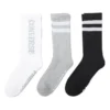 Logo Stripes Crew Socks Three Pairs “White Grey Black”