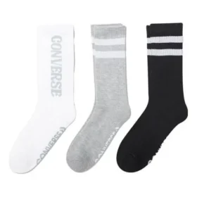Logo Stripes Crew Socks Three Pairs “White Grey Black”