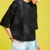 Loose Mesh Breathable Short Sleeve Black