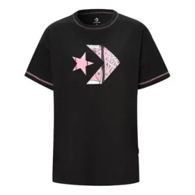 Loose Printing Round Neck Short Sleeve Black