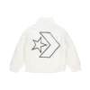 Loose Stand Collar Stay Warm logo Jacket Asia Sizing “White”
