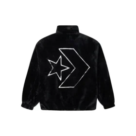 Loose Stand Collar Stay Warm Logo Jacket Couple Style Black Loose Stand Collar Stay Warm Logo Jacket Couple Style Black
