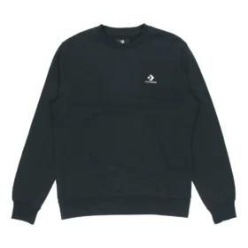 Men”s Converse Casual Sports Logo Round Neck Pullover Dark Black