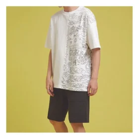 Men”s Converse Flame Pattern Logo Casual Short Sleeve White Men”s Converse Flame Pattern Logo Casual Short Sleeve White