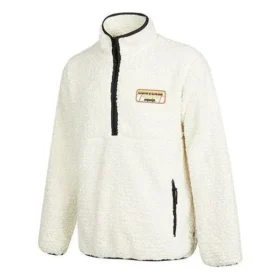 Men”s Converse Logo Half Zipper lamb”s wool Stand Collar Jacket Creamy White Men”s Converse Logo Half Zipper lamb”s wool Stand Collar Jacket Creamy White
