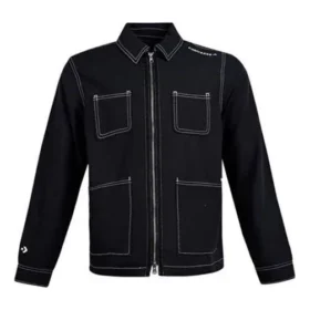 Men”s Converse Pocket Woven Long Sleeves Jacket Black Men”s Converse Pocket Woven Long Sleeves Jacket Black