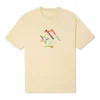 Pattern Printing Sports Round Neck Short Sleeve Light Yellow T-Shirt
