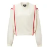 Series Contrast Color Stitching Round Neck Pullover White