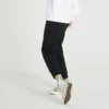Solid Color Lacing Bundle Feet Sports Pants/Trousers/Joggers Dark Black